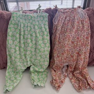 2 baby long pants sleeveless rompers